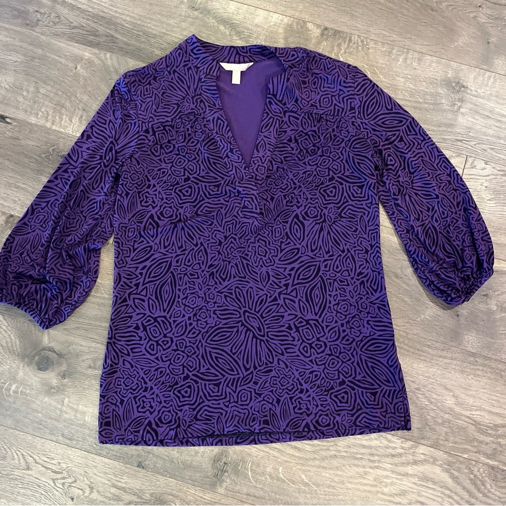 Banana Republic Blouse Top Size Small Purple 3/4 Sleeve